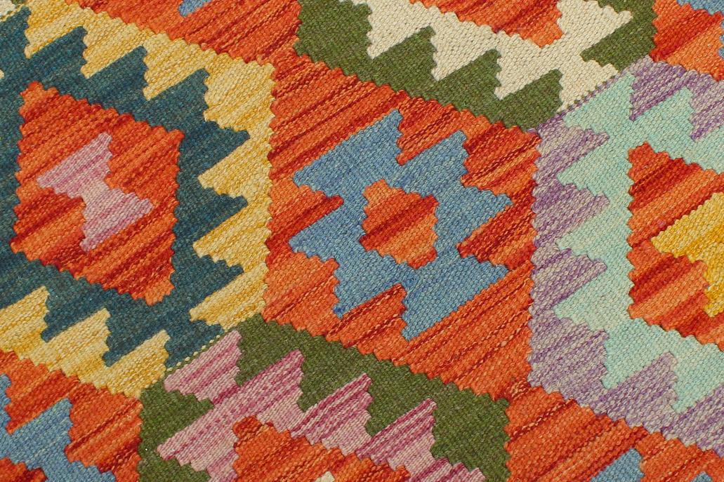 Flat Weave Kilim, Antique, Navaho, Vintage, Handmade, Geometric Kilim Rust Beige Hand-Woven Runner 100% Wool Area Rug 3 x 6