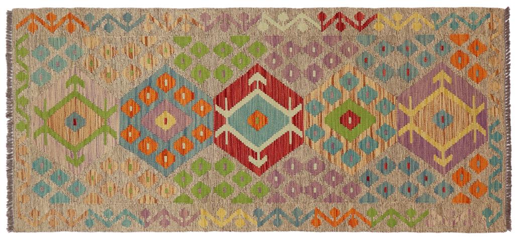 Flat Weave Kilim, Antique, Navaho, Vintage, Handmade, Geometric Kilim Brown Blue Hand-Woven Runner 100% Wool Area Rug 3 x 6