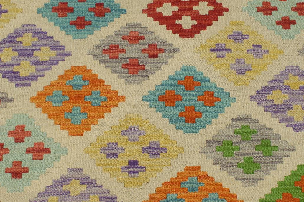 Flat Weave Kilim, Antique, Navaho, Vintage, Handmade, Modern Kilim Beige Blue Hand-Woven Rectangle 100% Wool Area Rug 6 x 8
