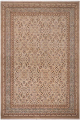 handmade Traditional Lahore Tan Lt. Green Hand Knotted RECTANGLE 100% WOOL area rug 10'X14'