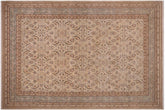 handmade Traditional Lahore Tan Lt. Green Hand Knotted RECTANGLE 100% WOOL area rug 10'X14'