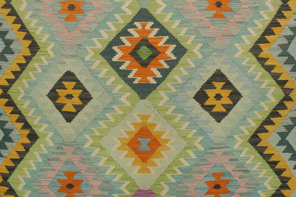 Flat Weave Kilim, Antique, Navaho, Vintage, Handmade, Geometric Kilim Blue Charcoal Hand-Woven Rectangle 100% Wool Area Rug 6 x 8