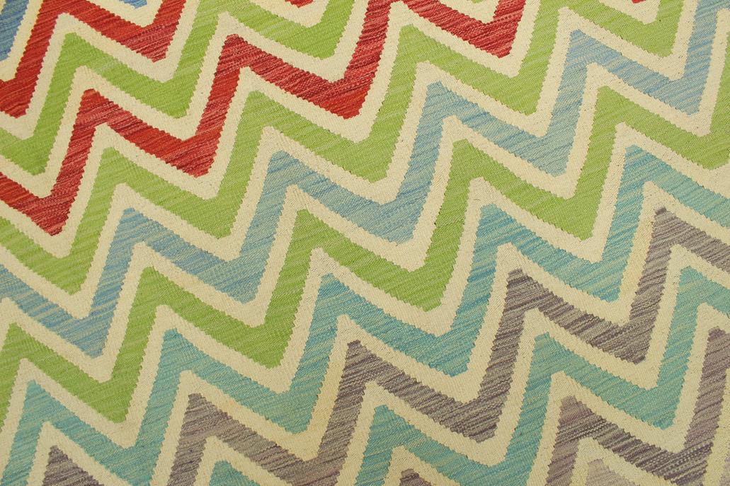Flat Weave Kilim, Antique, Navaho, Vintage, Handmade, Modern Kilim Red Blue Hand-Woven Rectangle 100% Wool Area Rug 8 x 10