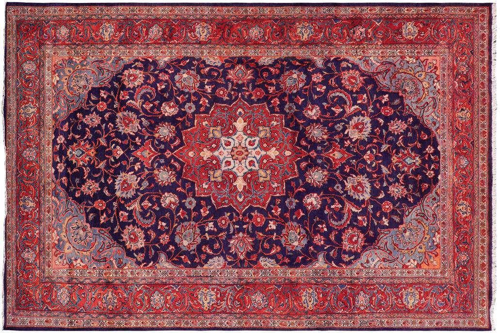 handmade Traditional Kashan Blue Rust Hand Knotted RECTANGLE 100% Wool Pile area rug 6x12