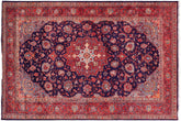 handmade Traditional Kashan Blue Rust Hand Knotted RECTANGLE 100% WOOL area rug 6 x 12