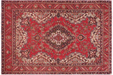 handmade Vintage Tabriz Red Blue Hand Knotted RECTANGLE 100% WOOL area rug 7' x 11'