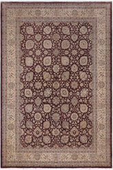 handmade Traditional Design Aubergine Lt. Tan Hand Knotted RECTANGLE 100% WOOL area rug 10'X14'