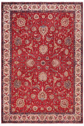 Traditional handmade Persian vintage distressed Red Beige Hand Knotted RECTANGLE 100% WOOL area rug 10X13