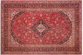 handmade Traditional Kashan Red Black Hand Knotted RECTANGLE 100% WOOL area rug 9 x 13