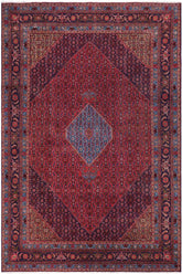 Traditional handmade Persian vintage distressed Red Blue Hand Knotted RECTANGLE 100% WOOL area rug 10X13