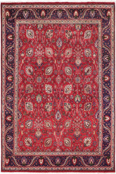 Traditional handmade Persian vintage distressed Red Purple Hand Knotted RECTANGLE 100% WOOL area rug 10X13