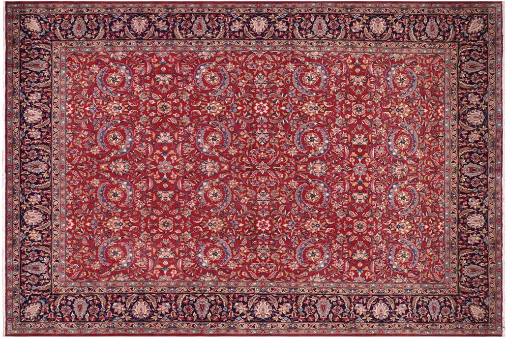 handmade Traditional Tabriz Red Blue Hand Knotted RECTANGLE 100% Wool Pile area rug 10x13