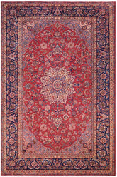 Traditional handmade Persian vintage distressed Red Blue Hand Knotted RECTANGLE 100% WOOL area rug 10X13