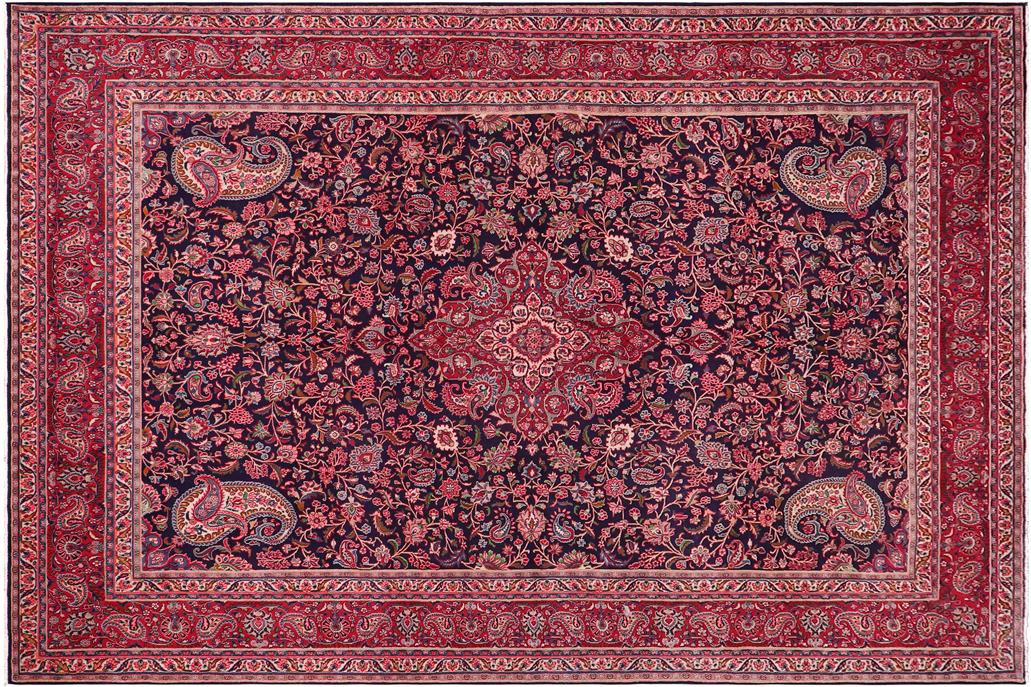 handmade Traditional Tabriz Blue Red Hand Knotted RECTANGLE 100% Wool Pile area rug 10x13