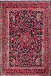 handmade Traditional Tabriz Blue Red Hand Knotted RECTANGLE 100% Wool Pile area rug 10x13