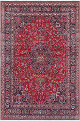 handmade Traditional Kashan Red Blue Hand Knotted RECTANGLE 100% Wool Pile area rug 10x13