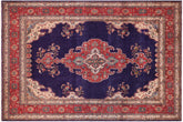 handmade Vintage Tabriz Blue Red Hand Knotted RECTANGLE 100% WOOL area rug 10' x 13'