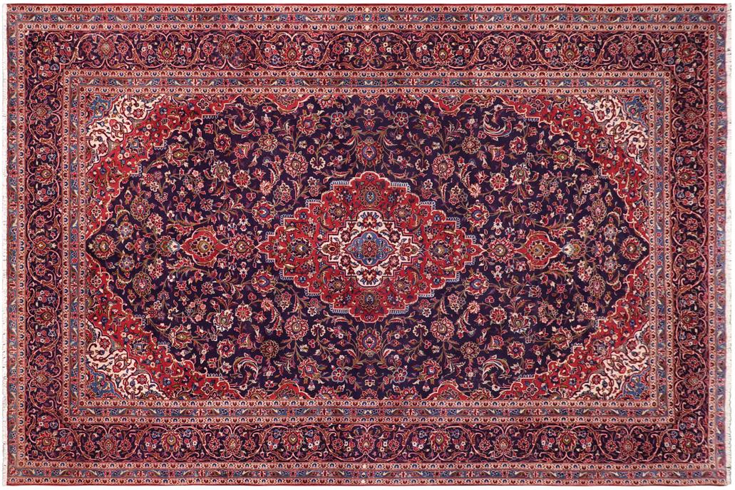 handmade Traditional Tabriz Blue Red Hand Knotted RECTANGLE 100% Wool Pile area rug 10x13