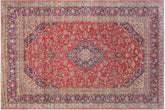 handmade Traditional Kashan Red Blue Hand Knotted RECTANGLE 100% WOOL area rug 10 x 15