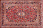 handmade Traditional Kashan Red Purple Hand Knotted RECTANGLE 100% WOOL area rug 8 x 12