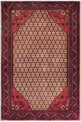 handmade Traditional Tabriz Mahi Brown Blue Hand Knotted RECTANGLE 100% Wool Pile area rug 6x10