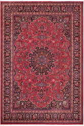 Traditional handmade Persian vintage distressed Red Blue Hand Knotted RECTANGLE 100% WOOL area rug 10X13