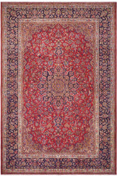 Traditional handmade Persian vintage distressed Red Blue Hand Knotted RECTANGLE 100% WOOL area rug 10X14