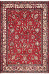 Traditional handmade Persian vintage distressed Red Beige Hand Knotted RECTANGLE 100% WOOL area rug 10X13