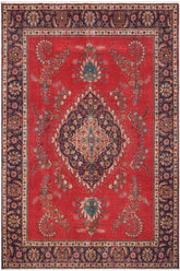 Traditional handmade Persian vintage distressed Red Purple Hand Knotted RECTANGLE 100% WOOL area rug 10X13