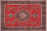 handmade Vintage Tabriz Red Purple Hand Knotted RECTANGLE 100% WOOL area rug 10' x 13'