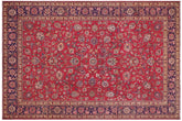 handmade Transitional Kashan Red Blue Hand Knotted RECTANGLE 100% WOOL area rug 9' x 13'