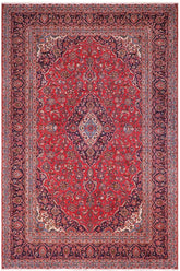 Traditional handmade Persian vintage distressed Red Blue Hand Knotted RECTANGLE 100% WOOL area rug 9X13