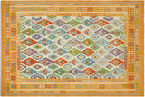 Retro Turkish Kilim Wells Hand-Woven Wool Rug - 8'4'' x 9'11''