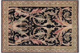 handmade Traditional Bhati Black Green Hand Knotted RECTANGLE 100% WOOL area rug 10x14