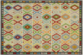 handmade Geometric Kilim Beige Charcoal Hand-Woven RECTANGLE 100% WOOL area rug 7 x 10