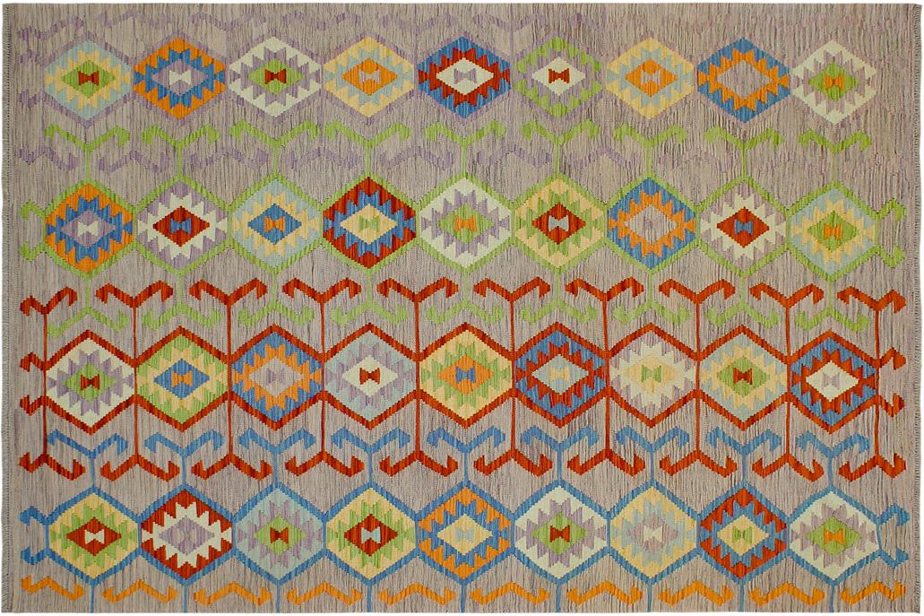 Flat Weave Kilim, Antique, Navaho, Vintage, Handmade, Geometric Kilim Purple Rust Hand-Woven Rectangle 100% Wool Area Rug 7 x 10