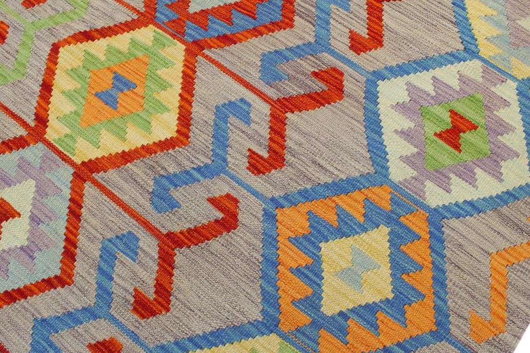 Flat Weave Kilim, Antique, Navaho, Vintage, Handmade, Geometric Kilim Purple Rust Hand-Woven Rectangle 100% Wool Area Rug 7 x 10