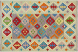 Bohemian Turkish Kilim Peters Hand-Woven Wool Rug - 4'11'' x 6'6''