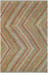 Flat Weave Kilim Antique Navaho Vintage handmade Modern Kilim Purple Rust Hand-Woven Rectangle 100% Wool Area Rug 7x10