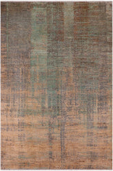 handmade Modern Modern Blue Beige Hand Knotted RECTANGLE WOOL&SILK area rug 9X12