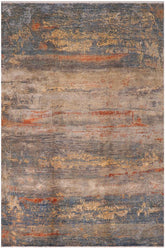 handmade Modern Modern Blue Rust Hand Knotted RECTANGLE WOOL&SILK area rug 10X14