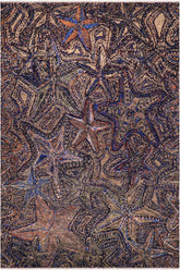 handmade Modern Modern Blue Orange Hand Knotted RECTANGLE WOOL&SILK area rug 9X12