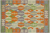 handmade Geometric Kilim Orange Purple Hand-Woven RECTANGLE 100% WOOL area rug 4 x 6