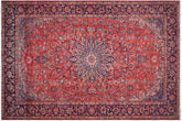 handmade Vintage Kashan Rust Blue Hand-Woven RECTANGLE 100% WOOL area rug 10' x 14'