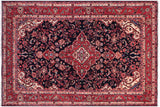 handmade Traditional Kashan Blue Red Hand Knotted RECTANGLE 100% Wool Pile area rug 4x6