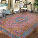 handmade Vintage Tabriz Pink Blue Hand Knotted RECTANGLE 100% WOOL area rug 9X12