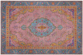 handmade Vintage Tabriz Pink Blue Hand Knotted RECTANGLE 100% WOOL area rug 9' x 12'