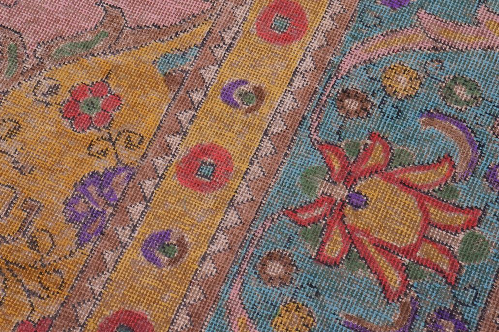 handmade Vintage Tabriz Pink Blue Hand Knotted RECTANGLE 100% WOOL area rug 9X12
