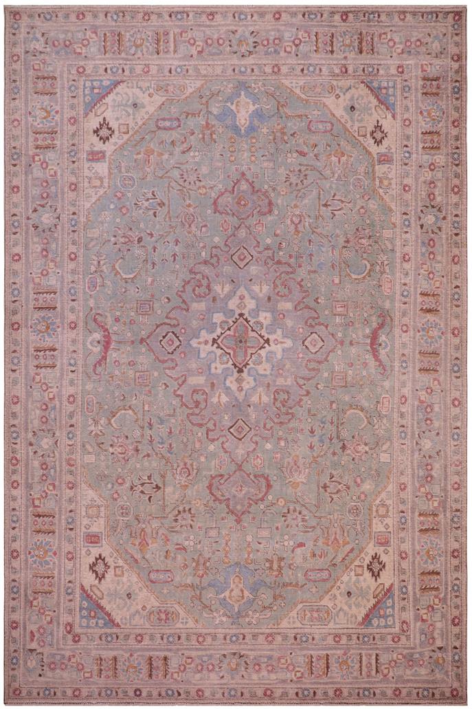 handmade Vintage Tabriz Green Gray Hand Knotted RECTANGLE 100% WOOL area rug 8X11