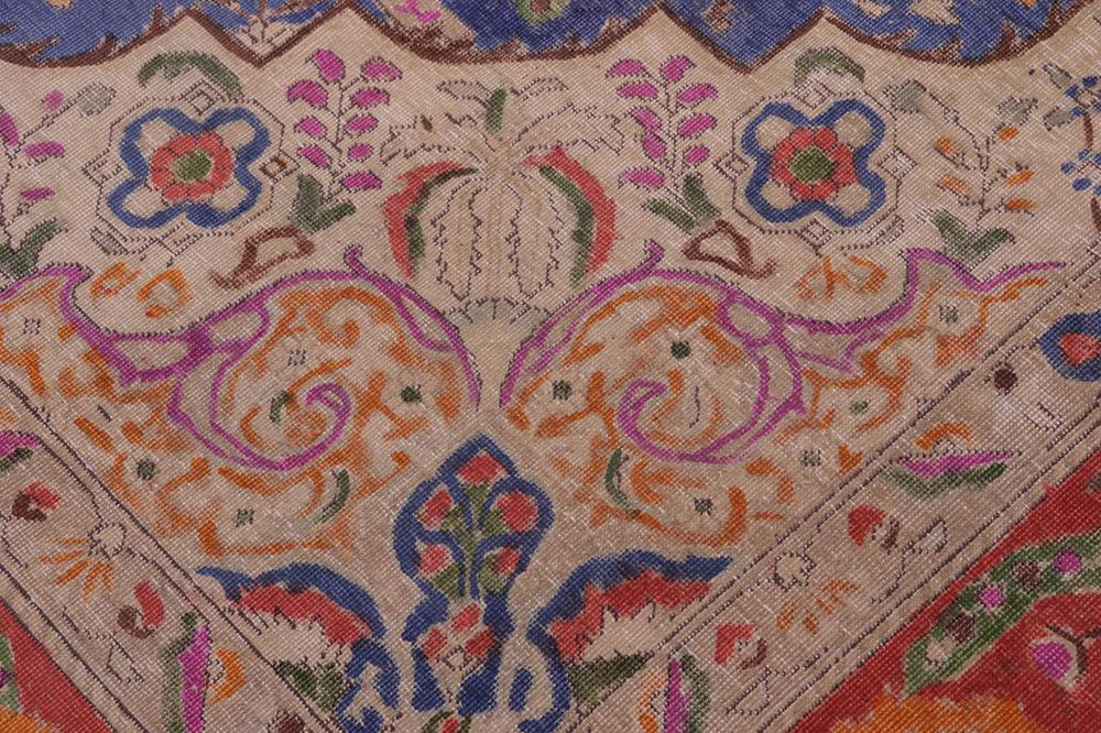 handmade Vintage Tabriz Blue Red Hand Knotted RECTANGLE 100% WOOL area rug 9X13